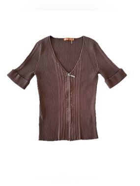 Vintage Y2K ribbed bedazzled zip up